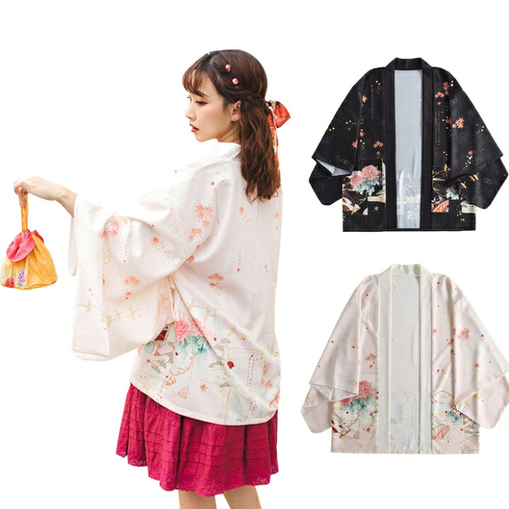 楽天市場 メンズ レディース 羽織 振袖 和柄 カーディガン 羽織り コート 浴衣 ゆったり 開襟シャツ パーカー 鳥 紅葉 花 プリント柄 日焼け止め 服 冷房対策 紫外線防止 夏祭り 花火大会 お祭り 東栄shop