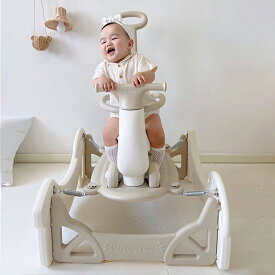 【最強コスパ！！】★1000円OFFクーポン配布中【2WAY】ベビーロッキングホース＆すべり台一体型　木馬デザイン お誕生日ギフト プレゼント おしゃれ 北欧風　安全素材 抗菌マット付き 室内遊具 出産祝いにも最適