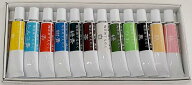 陶芸用 下絵の具 12色セット 焼成温度800℃〜1300℃ チューブ 各17g 無鉛 黄 トルコ青 赤 紺青 緑青 茶 …