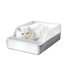 【限定15％OFF⇒2480円】猫 トイレ 猫トイレ ネコトイレ Lサイズ おしゃれ 清潔 掃除しやすい 飛び散らない 猫用トイレ 高齢猫 老猫 無害無臭 安全なPP材料 3色 グレー/ホワイト/ベージュ ペット用品 長方形 送料無料（※北海道 沖縄 離島を除く）