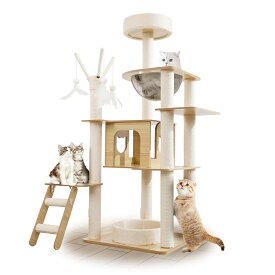 【限定15%OFF】キャットタワー 猫タワー 木製キャットタワー 宇宙船 猫タワー スリム 宇宙船 三階建て子猫と大型猫 多頭飼い キャットタワー据え置き 省スペース 登りやすい おもちゃ付き 見晴台 ねこハウス 爪とぎ麻紐 おしゃれ