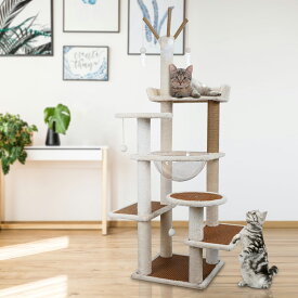 【限定10％OFF】キャットタワー 猫タワー キャットタワー木製 涼しい冷感マット 夏対策 大型猫 大きいハンモック 据え置き 突っ張り 多頭飼い 宇宙船 多機能 人気 キャットタワー ハンモック スリム 安定感 子猫 大型猫 人気