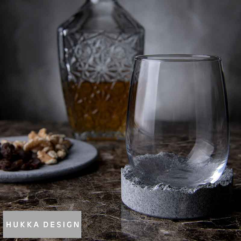 Hukka Design Suomi カレリアンソープストーン Raw Finnish ウイスキー ロック グラス コースター セット 紳士物