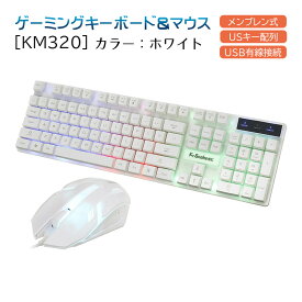 ゲーミングキーボード マウス セット [KM320] USB有線ゲーミング キーボード ゲーミングマウス 英語配列 テンキー付き 光学式マウス 【送料無料】