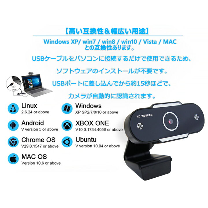 楽天市場】WEBカメラ 1080P Windows10/8/7 MacOS X iOS iMac マイク内蔵 ウェブカメラ 広角 ズーム WEB会議  USB接続 テレワーク 自宅 仕事 PC 高画質 オンライン授業 ネット飲み会 【送料無料】 : Switchゲーミング品 近未来SHOP