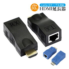 HDMI延長器 HDMIエクステンダー アウトレット商品 最大30m HDMI to RJ45 CAT 5e 6 LANケーブル対応 4K×2K 1080p 3D対応 HDMI送受信機 TX RX イーサネット 変換アダプター バスパワー 電源不要
