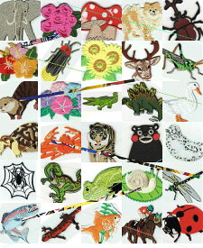 # 昆虫-爬虫類 ワッペン 可愛いイラストの刺繍ワッペン x5枚(バラ) 昆虫-爬虫類 ※クモ・カタツムリ・恐竜・両生類を含む場合があります。