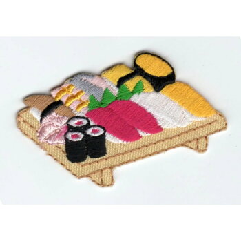 ワッペン「寿司ゲタ握り寿し・お寿司」可愛いイラストの刺繍ワッペン