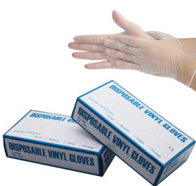 DISPOSABLE VINYL GLOVES 使い捨て手袋 pvc 100枚 箱入り x10点　左右兼用 粉なし 極薄 品薄 抗菌 料理 清掃 食品加工