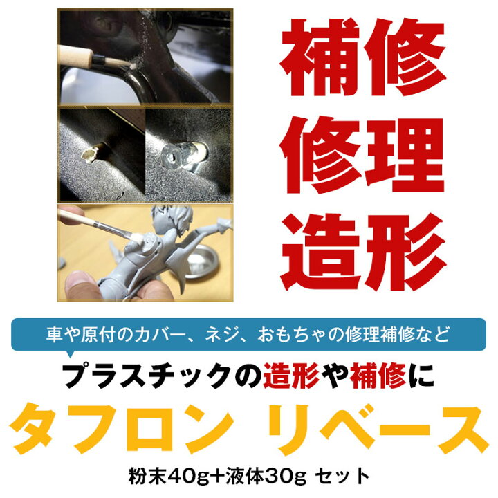 楽天市場 造形 補修 接着剤 強力 短時間硬化 プラスチックス リペア タフロン リベース セット 三木化学工業株式会社