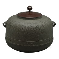 風炉釜　万代屋　釜鐶付　段ボール箱入