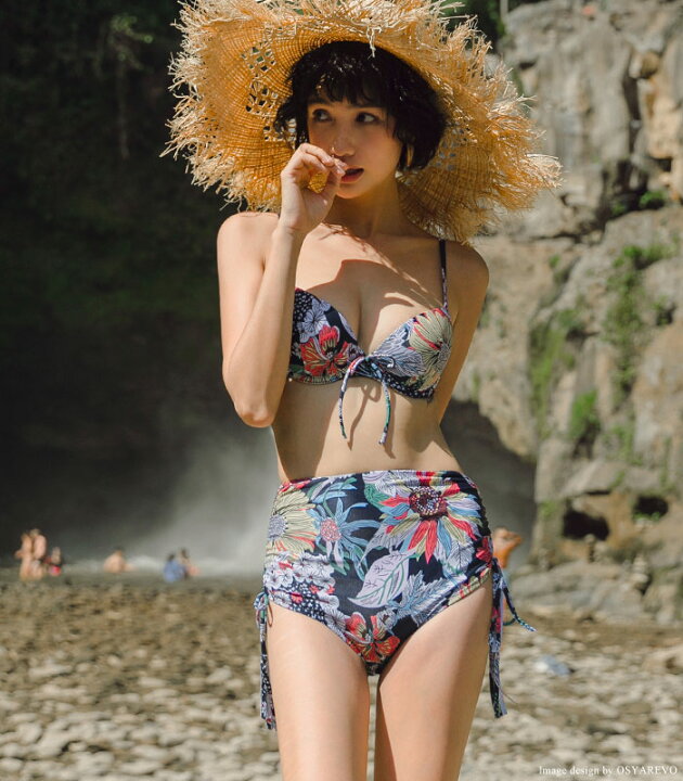 楽天市場 水着 体型カバー レディース ビキニ オトナ女子 ガウン 羽織 カバーアップ付き 3点セット ボタニカル 柄水着 トレンド 通販 ワイヤー入り パッド入り ママ水着 大人 女性 オシャrevo