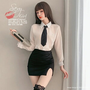 楽天市場 コスプレ セクシー 衣装 Ol 女教師 秘書 家庭教師 レディース コス 女性 セクシーコスプレ ネクタイ付き タイトスカート ミニスカート コスチューム コスプレ衣装 大人 シースルー 白シャツ 仮装 ハロウィン クリスマス Costume Sexy Cosplay オシャrevo
