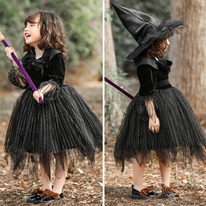楽天市場 ハロウィン 衣装 子供 魔女 女の子 コスプレ キッズ 仮装 ハロウィン衣装 子ども キッズコスプレ 魔女っこ 女の子ハロウィン ハロウィン衣装 イベント パーティー 魔女ハット ドレス ワンピース オシャrevo
