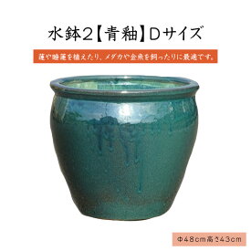 水鉢　2【青釉】Dサイズ　睡蓮鉢　水鉢　メダカ　飼育　鉢