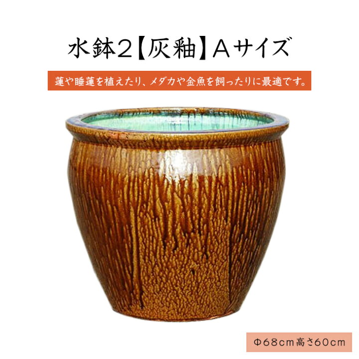 楽天市場】【送料無料】水鉢 2【灰釉】Aサイズ 睡蓮鉢 水鉢 メダカ 