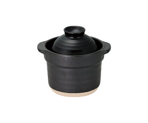 ご飯炊き土鍋1合炊きブラック 炊飯鍋 黒 シンプル 直火専用 耐熱鍋 国産 日本製 ご飯鍋 陶器のふる里 trys光