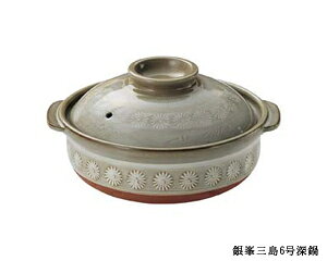 \クーポン配布中!/銀峯三島6号深鍋 直径19cm 幅21cm 花三島 Ginpo三島 銀峯陶器 お一人用サイズ 和風土鍋 陶器のふる里 trysス
