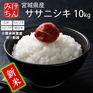★新米 令和7年産 本場 宮城県産 ササニシキ 10kg 玄米 5分づき 7分づき 精白米 (精米時重量約1割減9kg) 送料無料 【白米 ささにしき お米 ごはん ご飯 精米 産地直送 米処 美味しい おこめ こめ
