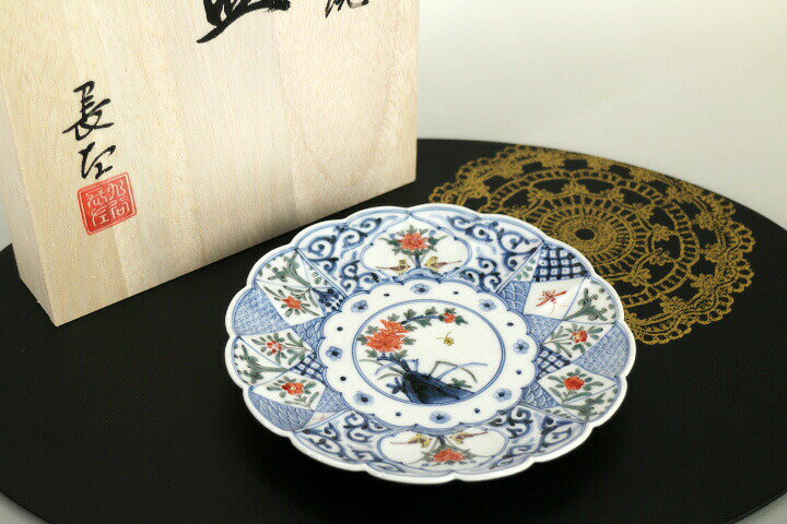 楽天市場】九谷焼 5.5号皿 色絵割取花鳥紋/山本長左（宮内庁御用窯 