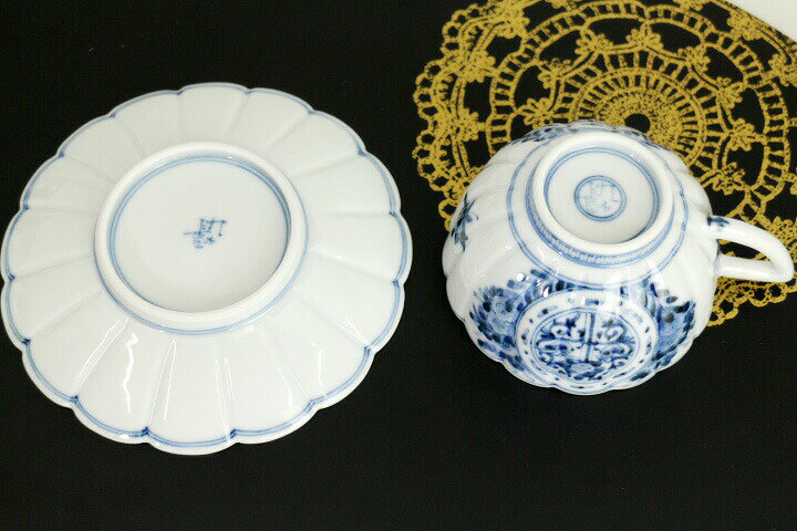 楽天市場】九谷焼 カップ＆ソーサー 青華吉祥文/山本長左（宮内庁御用 