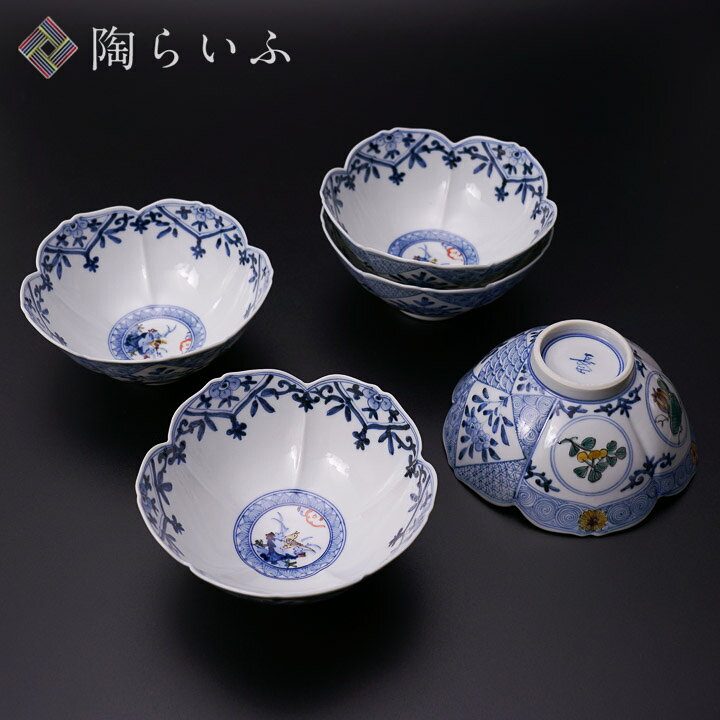 楽天市場】九谷焼 小鉢揃（さくら型）天啓色絵吉祥色文/山本長左 