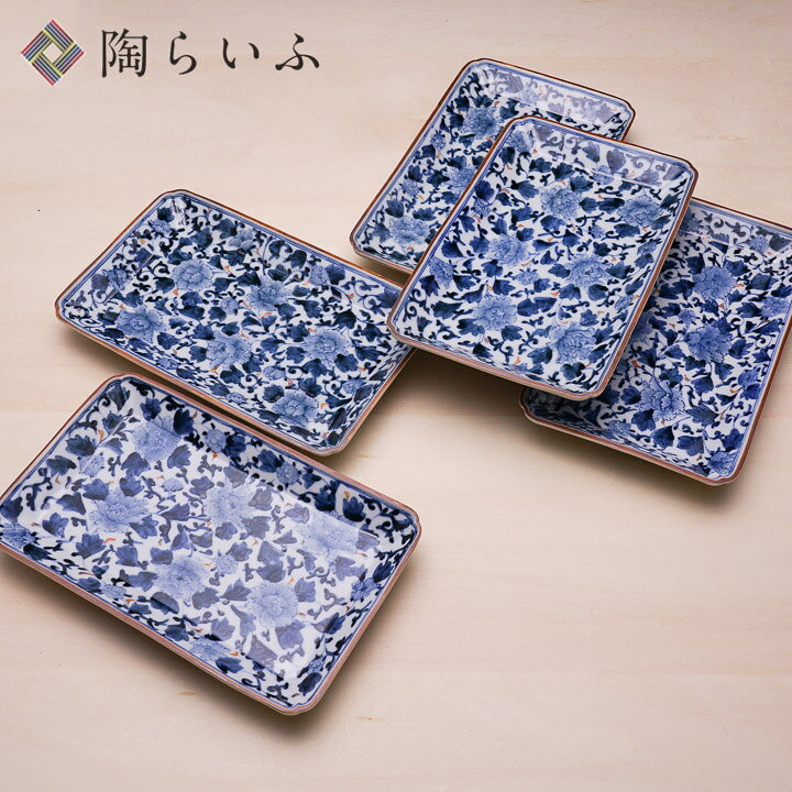 楽天市場】九谷焼 長角皿揃 色絵牡丹唐草/山本長左（宮内庁御用窯  