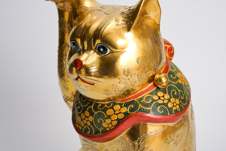 楽天市場】九谷焼 12号招き猫 黄金盛(粒打)＜送料無料＞置物 縁起物 