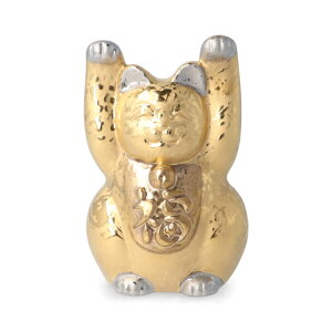 九谷焼 3.5号 招き猫 両手一金/長峰<置物 縁起物 招き猫 人気 ギフト 贈り物 結婚祝い/内祝い/お祝い/> k8-1486