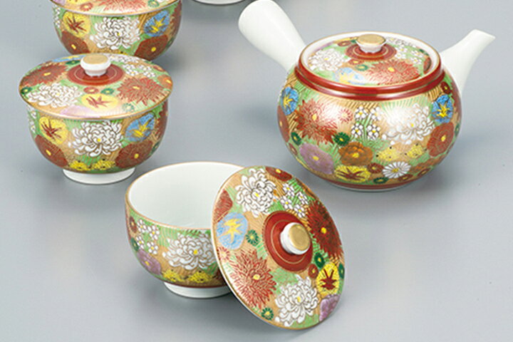 楽天市場】九谷焼 蓋付茶器揃 金花詰/幸洋窯 ＜送料無料 和食器 湯呑 