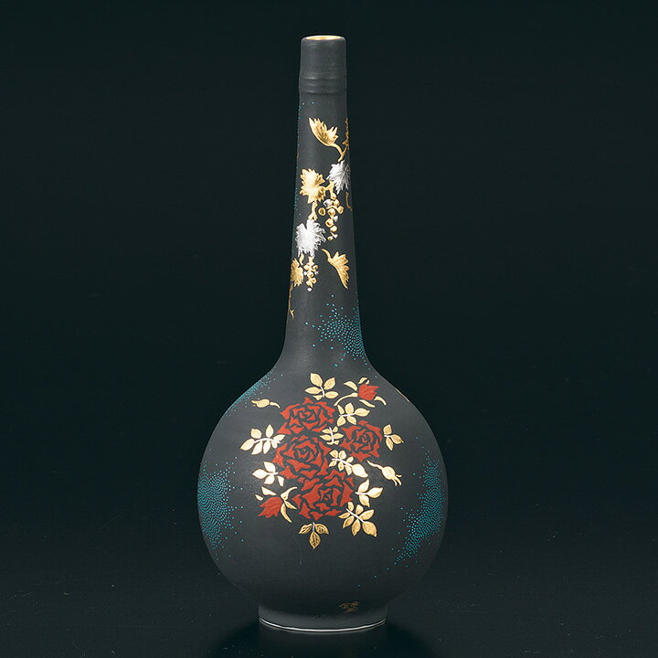 楽天市場】九谷焼 花入 白金盛薔薇葡萄図青粒/仲田錦玉＜送料無料 花瓶 