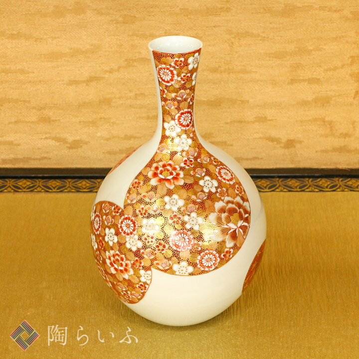 楽天市場】九谷焼 8号花瓶 赤絵金彩花詰紋（桐箱付）/高聡文＜送料無料 