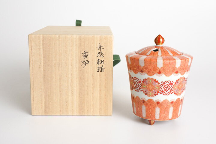 楽天市場】九谷焼 香炉 赤絵小紋（桐箱入）/織田恵美＜送料無料＞香炉 