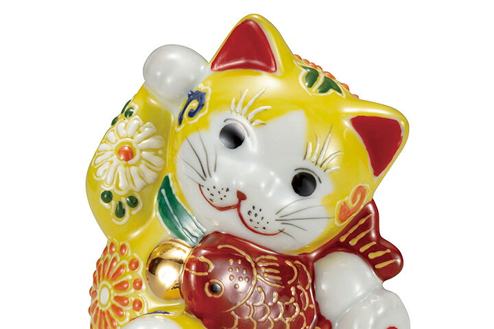 楽天市場】九谷焼 3.8号鯛招き猫 黄盛 ＜送料無料 置物 縁起物 招き猫 