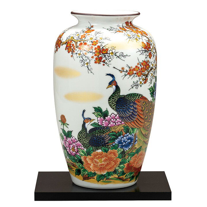 楽天市場】九谷焼 10号花瓶 牡丹孔雀（台付）＜花瓶 花器 人気 ギフト 
