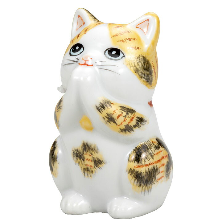 楽天市場】九谷焼 2.7号お祈り猫 金彩三毛 ＜置物 縁起物 招き猫 人気 