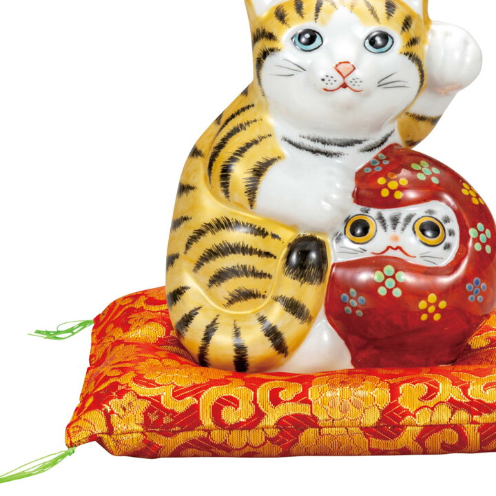 楽天市場】九谷焼 5号達磨招き猫 金彩釉（布団付）＜送料無料＞置物 