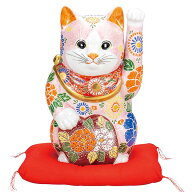 九谷焼 8号 小判招き猫 ピンク盛＜置物 縁起物 招き猫 人気 ギフト 贈り物 結婚祝い/内祝い/お祝い/＞ 化…