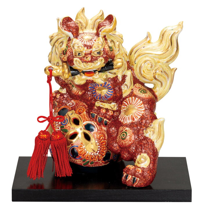 楽天市場】九谷焼 6号剣獅子 盛（台・房付）＜送料無料 置物 縁起物  