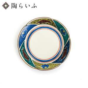 九谷焼 輪花小皿 捻り小紋に猪と椿文 / KUTANI SEAL クタニシール <和食器 皿 人気 ギフト 贈り物 結婚祝い 内祝い お祝い>