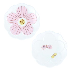 九谷焼 2種類から選べる ハナ小皿 2枚セット / ハレクタニ ペアセット 花 チョウ 11.6cm 小皿 人気 ギフト 贈り物 プレゼント 結婚祝い 引き出物 内祝い 新築祝い 専用化粧箱入り