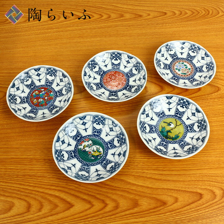 楽天市場】九谷焼 4号皿揃 染付瓔珞紋時代画風/青郊窯＜和食器 皿 人気 