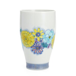 九谷焼 フリーカップ フラワーパレード ブルー / 櫻井千絵 <和食器 カップ フリーカップ 人気 ギフト 贈り物 結婚祝い/内祝い/お祝い/>