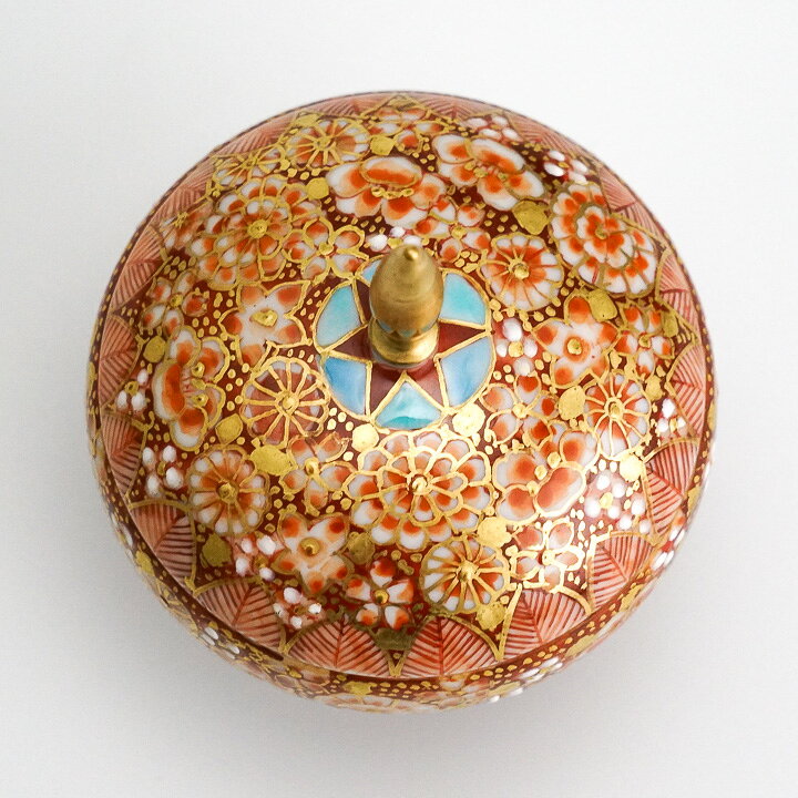 楽天市場】九谷焼 蓋器 赤絵金襴花詰 / 高 聡文 hanazume 海外人気の 