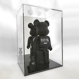 【P5倍 7/4 22時〜7/12　14時】ベアブリック専用ケース　400％1体＋100％複数体用UVカット　W220mm H300mm D180mm　板厚3mm　背面ミラーアクリル板 クリアケース プラスチック 透明 収納 アクリルボックス