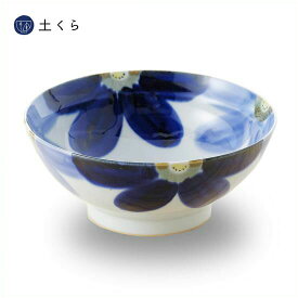 藍花　麺鉢【波佐見焼】和食器　青　日本製　丼　はさみ焼き　食器　国産　人気　おしゃれ　プレゼント　ギフト　どんぶり　器　うつわ　花　敏彩窯