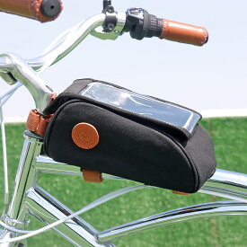 TOURBON 自転車用 フレームチューブ 携帯電話バッグ フロントバッグ スマホ スマートフォン バイクポーチ 透明 ビジュー サイクリング用 ブラック 自転車 トップチューブバッグ ロードバイク スマホ 小物入れ バイク 雨天使用