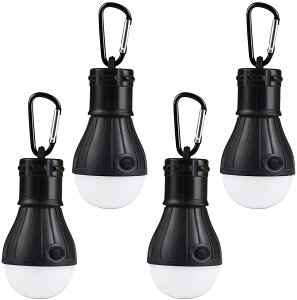 即納 ランタン キャンプライト LED 電球型ライト ledランタン キャンプ アウトドア 吊りライト キャンプ 防災 釣り用 電池式 携帯 ポータブル 懐中電灯 釣り提灯 防水 ストラップ (黒)4個セ