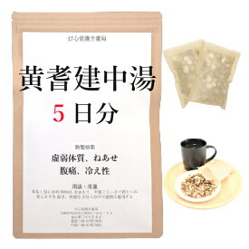 黄耆建中湯 5日分(5包) 煎じ薬 虚弱体質 ねあせ 腹痛 冷え性 漢方薬 オウギケンチュウトウ おうぎけんちゅうとう