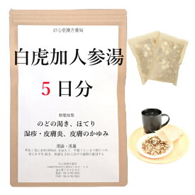 白虎加人参湯 5日分(5包) 煎じ薬 のどの渇き ほてり 湿疹 皮膚炎 薬局製剤 漢方 漢方薬 せんじ ビャッコカニンジントウ びゃっこかにんじんとう